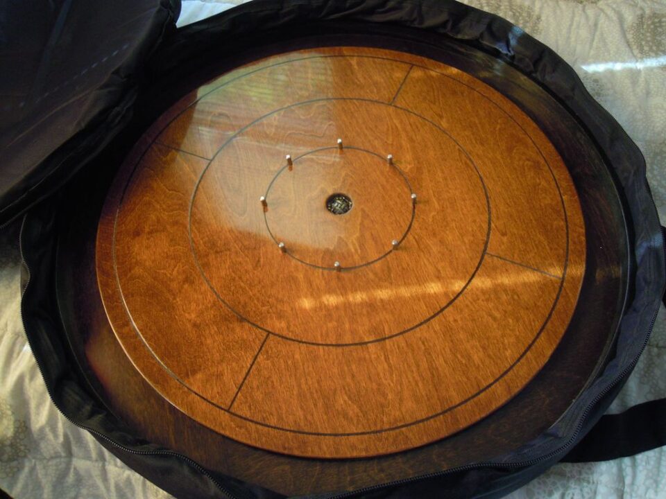 Crokinole - Perfect fit - my Hilinski board is snug and secure in the 80cm gong bag - Credit: scoutmom