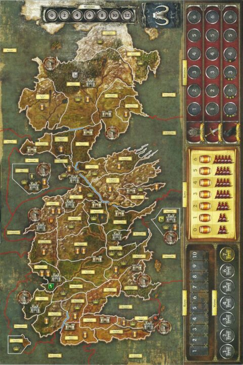 A Game of Thrones: The Board Game (Second Edition) - A high-resolution scan of the board, stitched together from 6 parts. - Credit: Aurelain