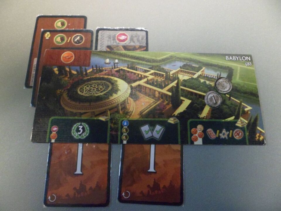 7 Wonders - Quite proud of this, I got my second wonder built on Babylon in stage 1 so that I could play three extra cards during the game. - Credit: Rayreviewsgames