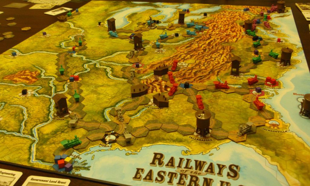 Railways of the World - The map at the end of a 6 player game. (Green was victorious) - Credit: steckman