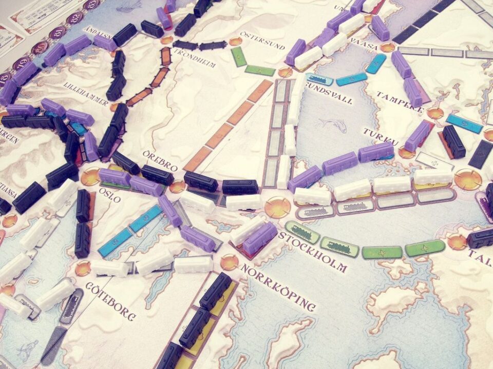 Ticket to Ride: Nordic Countries - Near the end of a three player game. - Credit: moonblogger