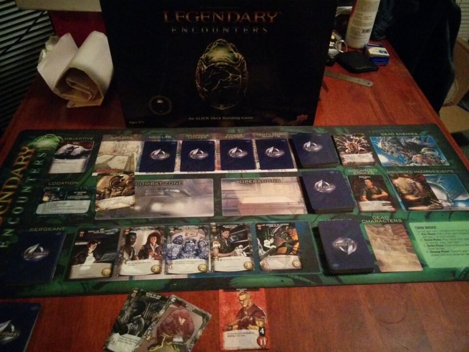 Legendary Encounters: An Alien Deck Building Game - First playthrough to learn the game, got near the end of Alien, killed by the perfect organism.  Had the movie soundtrack in the background, was freaking awesome. - Credit: Cerealkila
