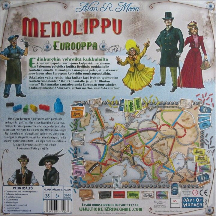 Ticket to Ride: Europe - Box back, Finnish edition - Credit: noursy