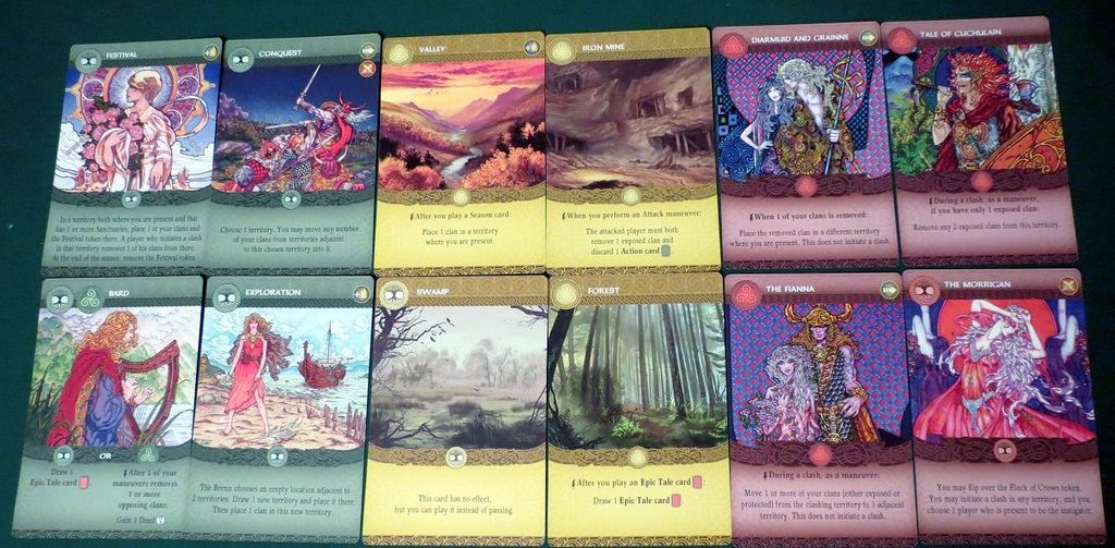 Inis - Regular action cards, advantage cards, and epic tale cards. - Credit: The Innocent