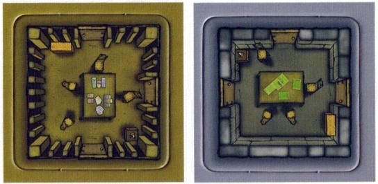 Agricola - The game rooms.  In the wood (and clay) house they play Bohnanza.  In the stone house they play Agricola. - Credit: Barticus88