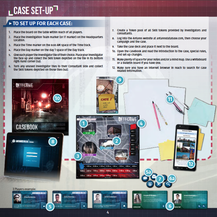 Detective: A Modern Crime Board Game - Setup - Credit: jlele