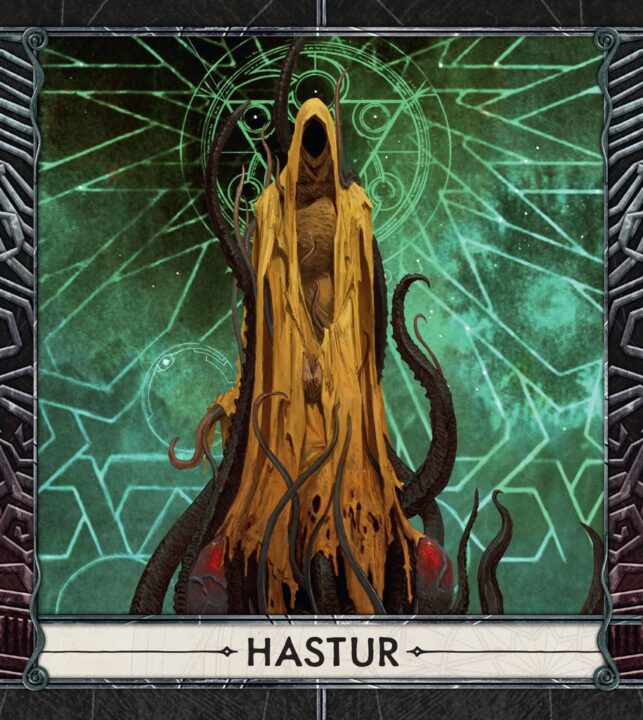 Cthulhu: Death May Die - Cthulhu: Death May Die, CMON Limited, 2019 — front cover of the Hastur Elder Box included with the core game (image provided by the publisher) - Credit: W Eric Martin