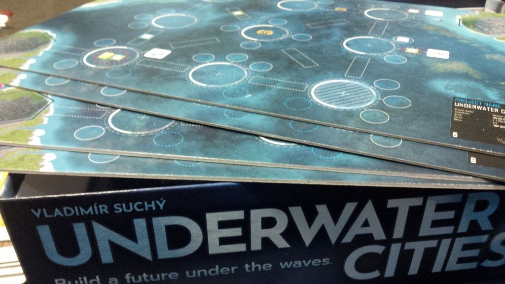 Underwater Cities - Punchboard player boards from 2019 Rio Grande Games English 2nd Edition (aka 3rd Printing) - Credit: WBuchanan