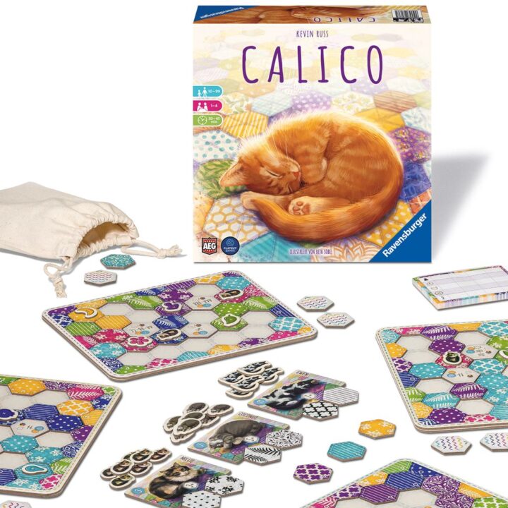 Calico - Calico, Ravensburger, 2021 — box and components (image provided by the publisher) - Credit: W Eric Martin