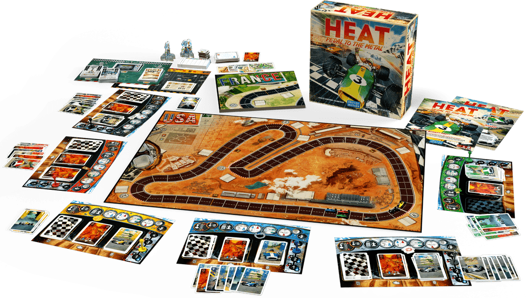 Heat: Pedal to the Metal - Heat: Pedal to the Metal, Days of Wonder, 2022 — components (image provided by the publisher) - Credit: W Eric Martin