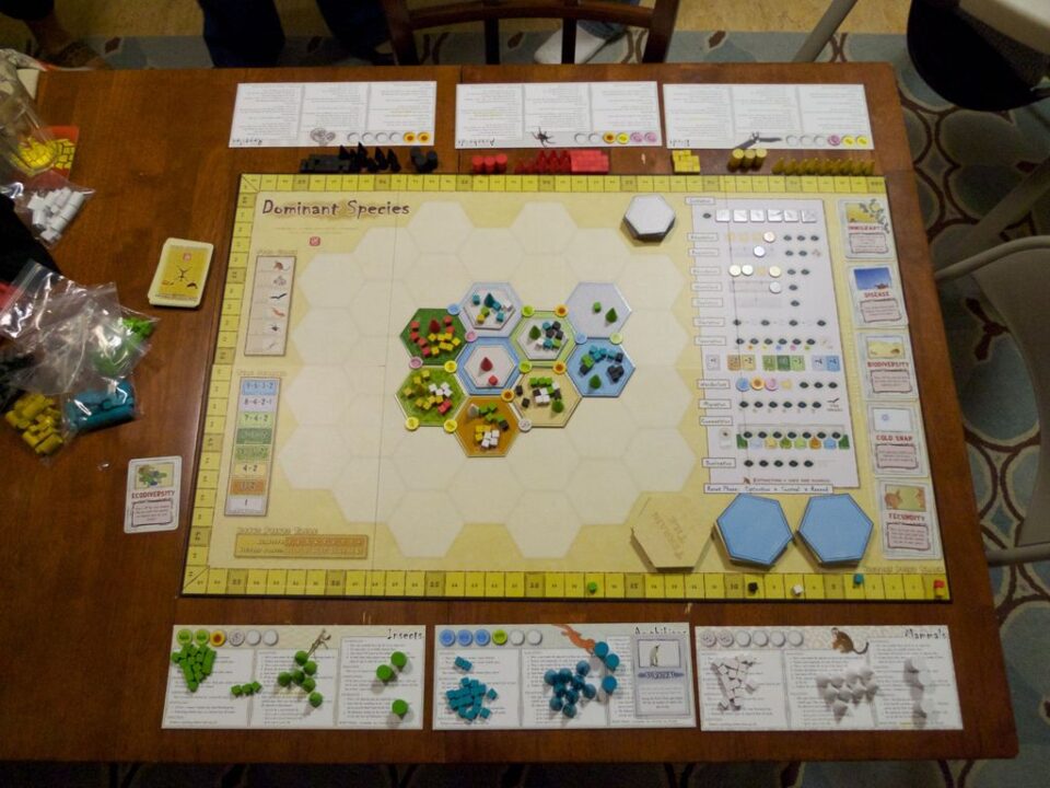 Dominant Species - Dominant Species after Round 2 of a 2-player game using the 3-species variant. First game of DS we've played and loving it! - Credit: RequiemX