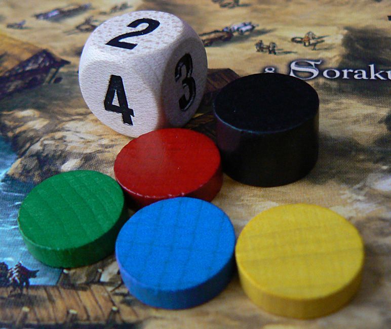 The Pillars of the Earth - Tax dice, cost token and money and point tokens - Credit: paw