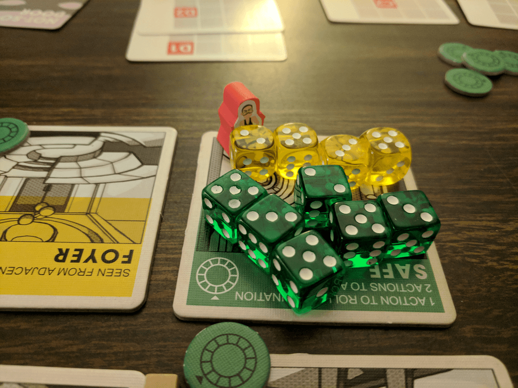 Burgle Bros. - [pic2/2] Thank goodness for unlimited dice while waiting for keycard to arrive! Floor 3 safe. - Credit: SerAmanda