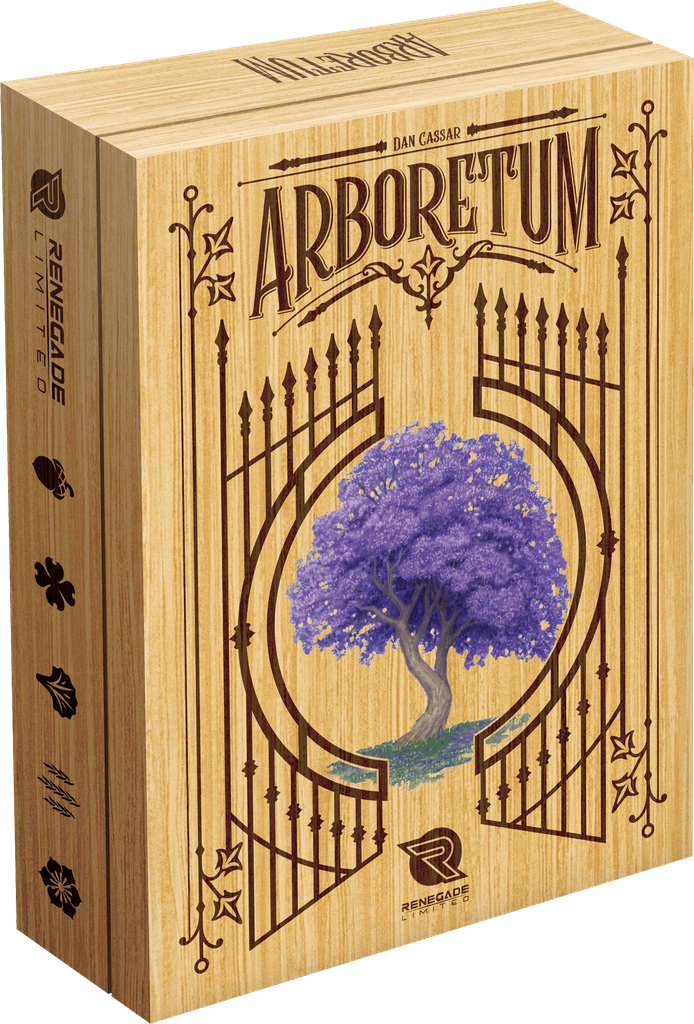 Arboretum - Arboretum, Renegade Game Studios, 2018 — deluxe edition in a wooden box w/ sleeve removed (image provided by the publisher) - Credit: W Eric Martin