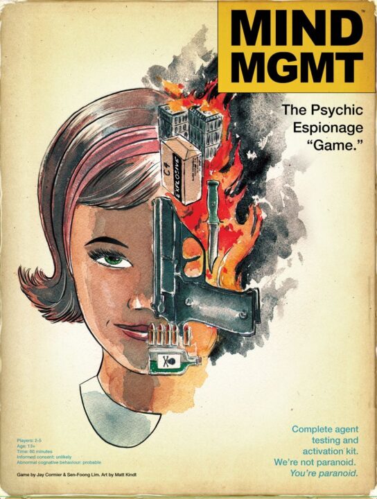 Mind MGMT: The Psychic Espionage “Game.” - Mind MGMT: The Psychic Espionage "Game.", Off the Page Games, 2020 — front cover (image provided by the publisher) - Credit: W Eric Martin