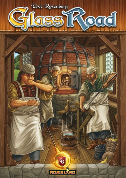 Glass Road - Glass Road, Capstone Games / Feuerland Spiele, 2021 — front cover (image provided by the publisher) - Credit: W Eric Martin