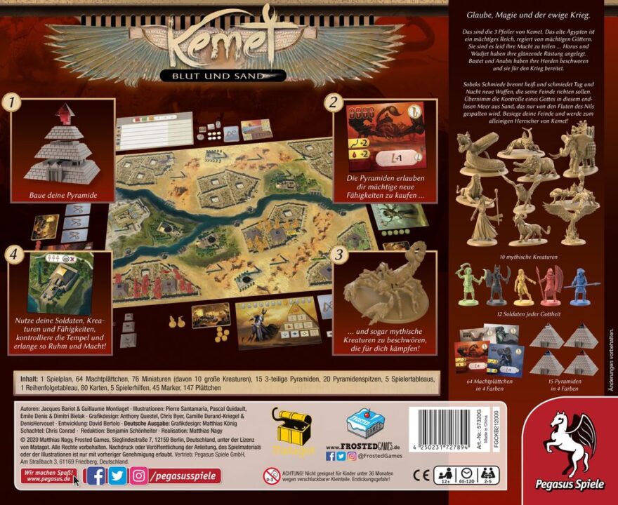 Kemet: Blood and Sand - Kemet: Blut und Sand, Frosted Games / Matagot, 2021 — back cover - Credit: W Eric Martin