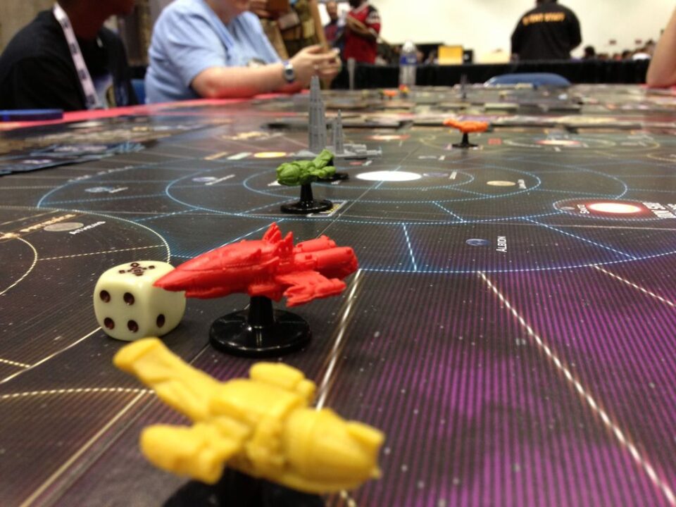 Firefly: The Game - There are three types of ships in the box: firefly ships, an Alliance cruiser, and a Reaver ship. - Credit: jedijawa74