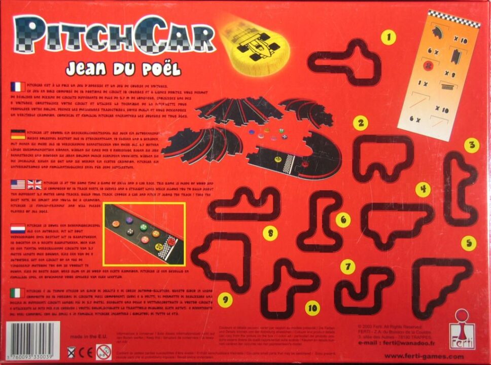 PitchCar - Back of newer box, showing one less track layout than previously. - Credit: BadMagic