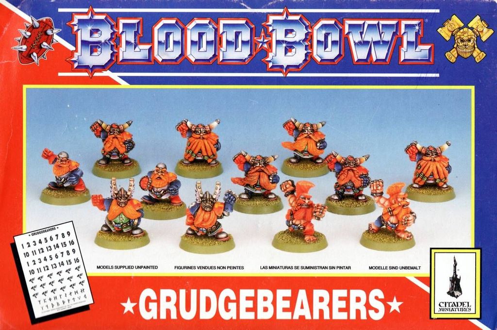 Blood Bowl (Third Edition) - Grudgebearers - The Dwarfs Team boxed set from 1994 (front) - Credit: Tanakor