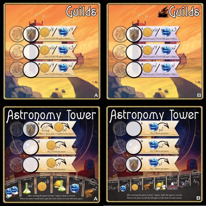 Argent: The Consortium - Preview of two double-sided rooms: Guilds and Astronomy Tower. Uploaded with permission of Level99 Games. - Credit: ElAdoranSureshot