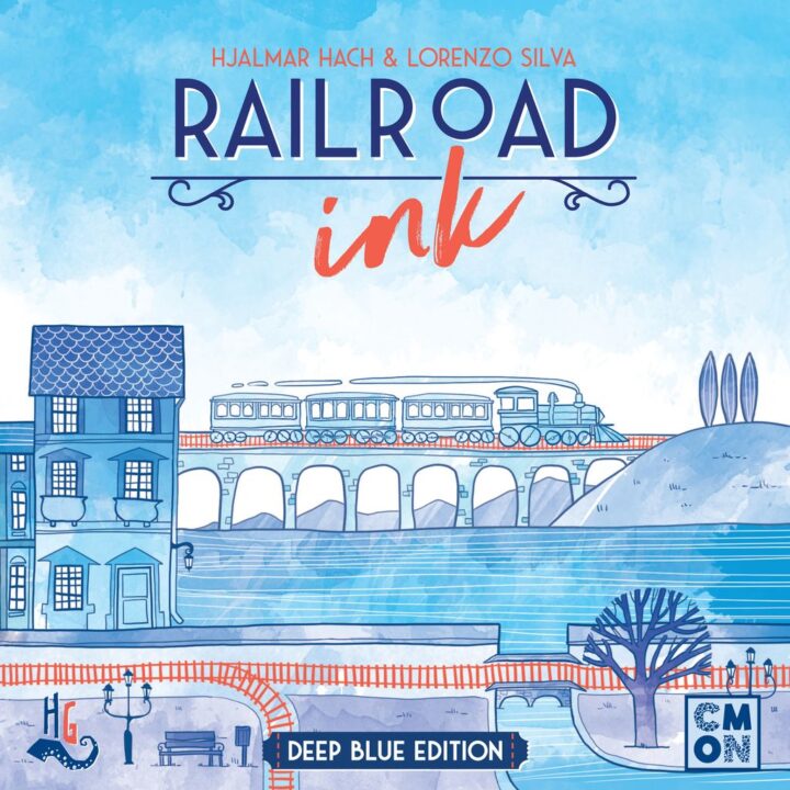 Railroad Ink: Deep Blue Edition - Railroad Ink: Deep Blue Edition, Horrible Games/CMON Limited, 2018 — front cover (image provided by the publisher) - Credit: W Eric Martin