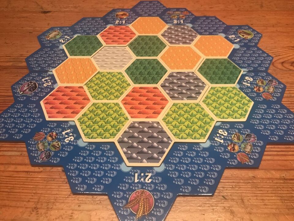 CATAN - Japanese ed Gameboard (back) without printed numbers. Chips can be placed freely like in the Original European editions - Credit: Reinhard Sabel