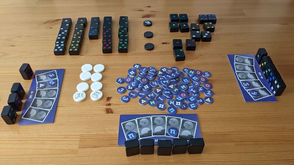 Hanabi - Hanabi Deluxe tiles mixed with Fun & Easy helper tokens, my favourite way to play - Credit: selfthinker