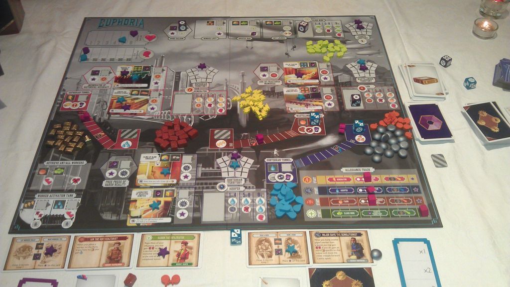 Euphoria: Build a Better Dystopia - Our first game of Euphoria... My wife beat me 10-8 - Credit: Muse23PT