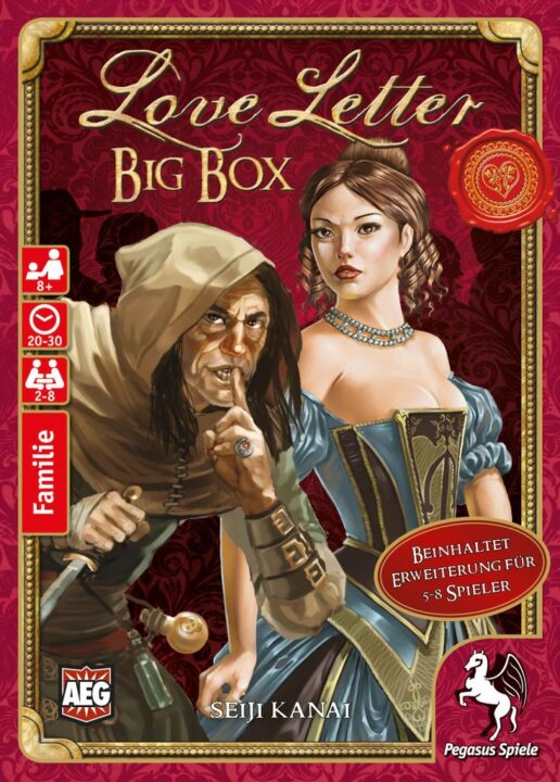 Love Letter: Premium Edition - Love Letter Big Box, Pegasus Spiele, 2017 — front cover (image provided by the publisher) - Credit: W Eric Martin