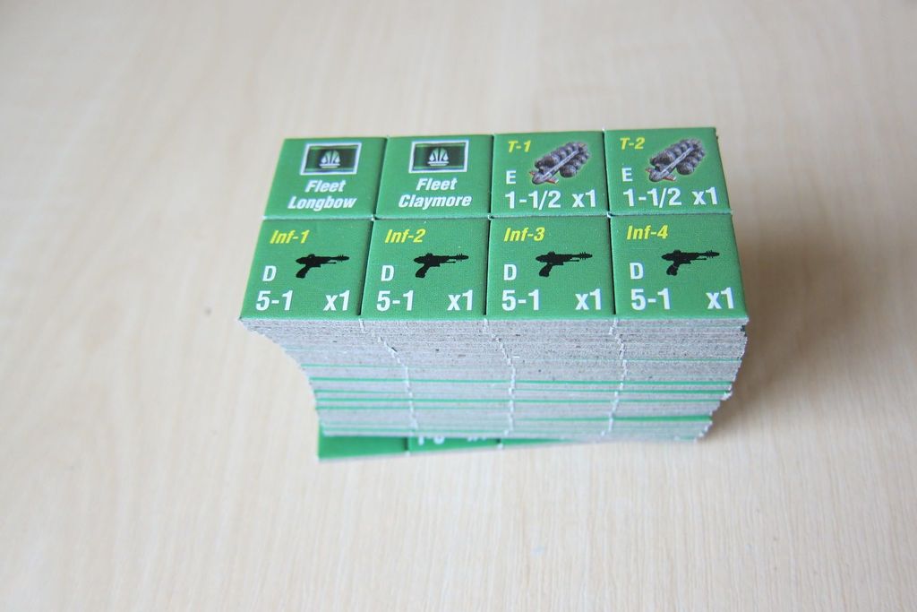 Space Empires 4X - Green counters (base game + expansion) cut from the counter sheet. - Credit: killy9999