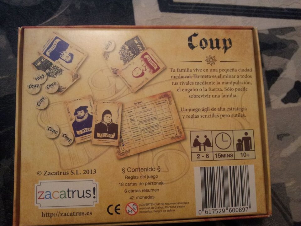 Coup - back cover of the spanish version. - Credit: itus