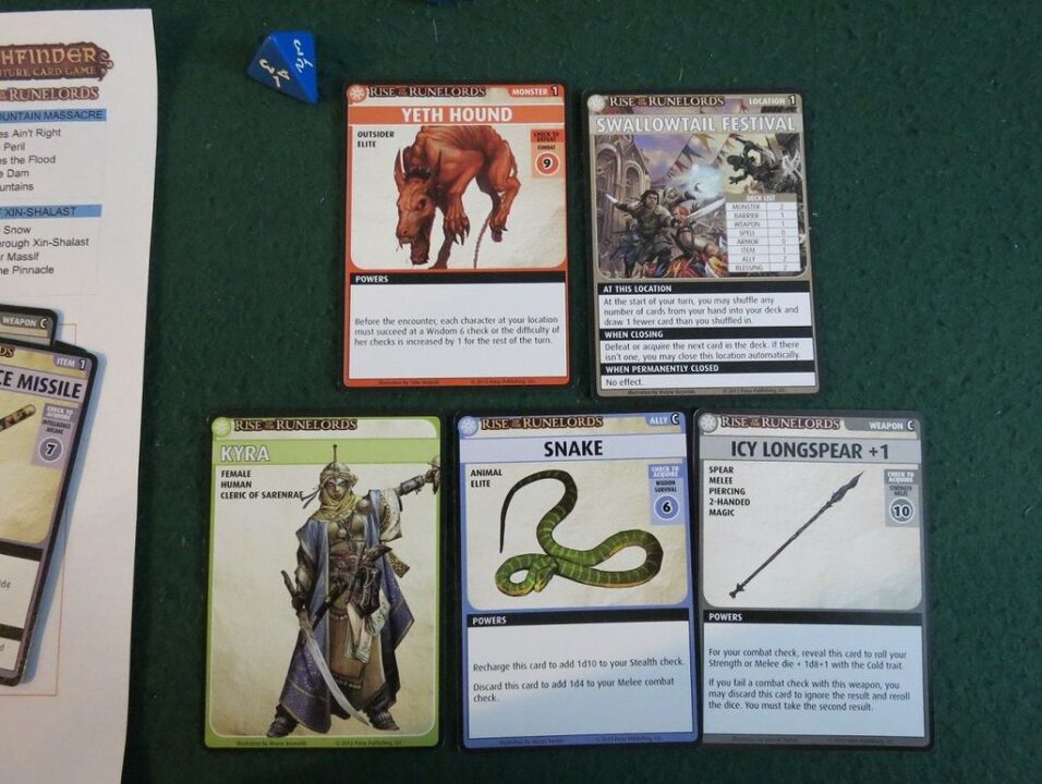 Pathfinder Adventure Card Game: Rise of the Runelords – Base Set - Kyra chucks a snake at a yeth hound. - Credit: The Innocent