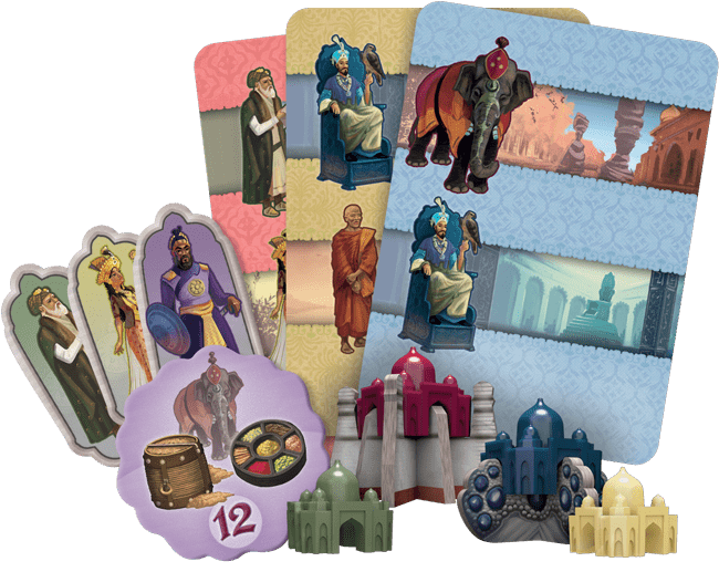 Taj Mahal - Taj Mahal, Z-Man Games, 2018 — sample components - Credit: W Eric Martin