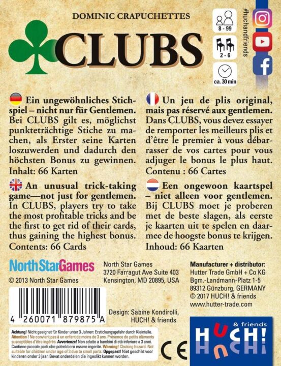 Clubs - Clubs, HUCH! & friends, 2017 — back cover - Credit: W Eric Martin