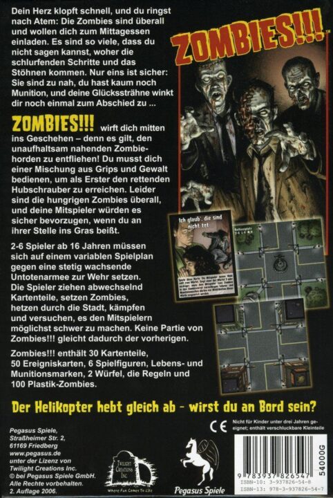 Zombies!!! - German edition back of box - Credit: Aubigny
