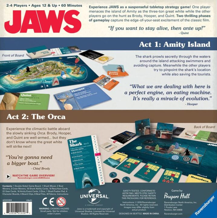 Jaws - Jaws, Ravensburger, 2019 — back cover - Credit: W Eric Martin