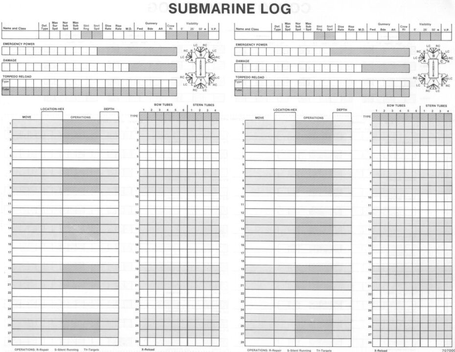 Submarine - Submarine (AH) submarine log sheet - Credit: noelberrier