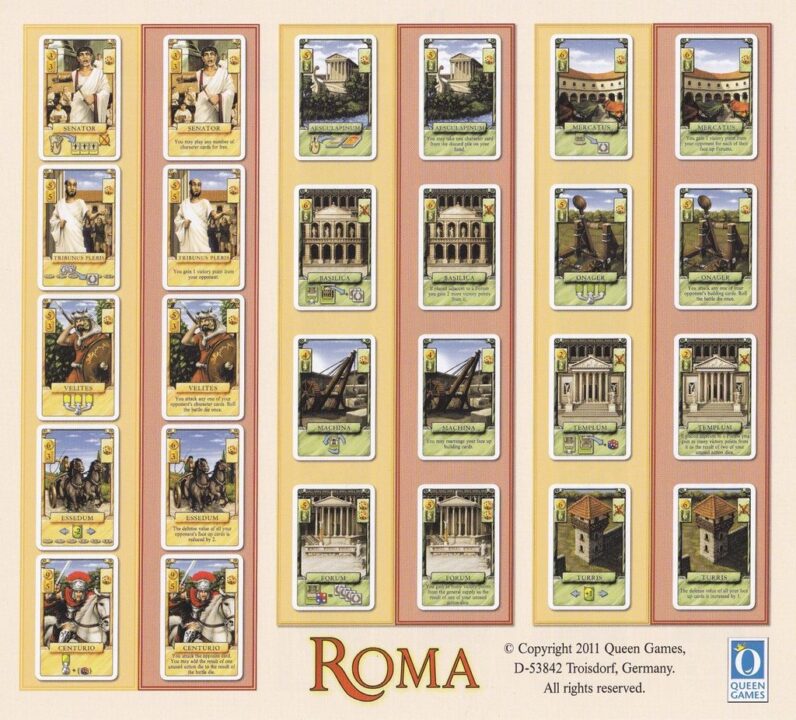 Roma - Back side of the sheet added to the 2011 edition to compare the first edition cards and the revised edition cards - Credit: gwen