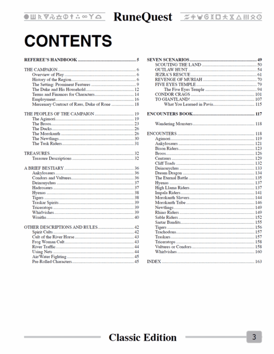 Borderlands - Contents page from "Classic Edition" PDF version. - Credit: trystero11