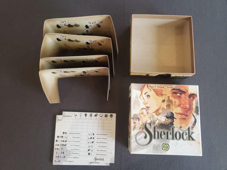 Sherlock 13 - Sherlock 13 - Brazilian edition - box cover, shields and game sheets - Credit: Efoxtrot