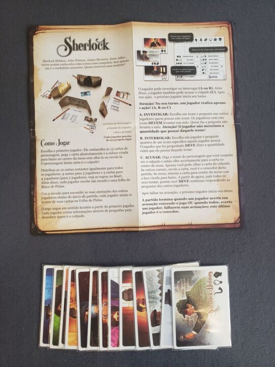 Sherlock 13 - Sherlock 13 - Brazilian edition - rulebook and sleeved cards - Credit: Efoxtrot