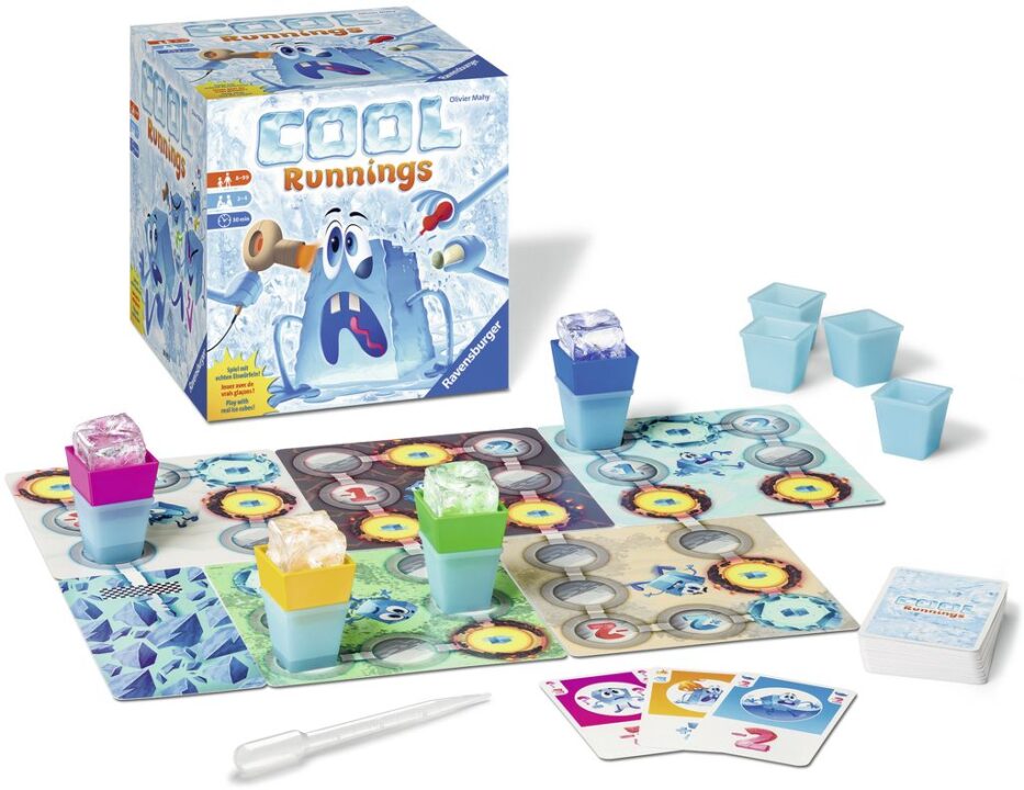 Cool Runnings - Cool Runnings, Ravensburger, 2018 — box and components (image provided by the publisher) - Credit: W Eric Martin