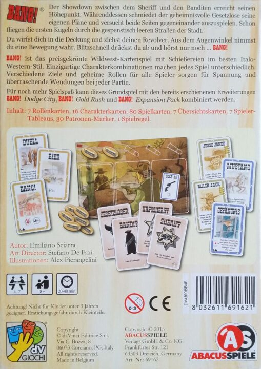 BANG! - Bang! ABACUSSPIELE German edition 2015 - Box Back - Credit: h0lger