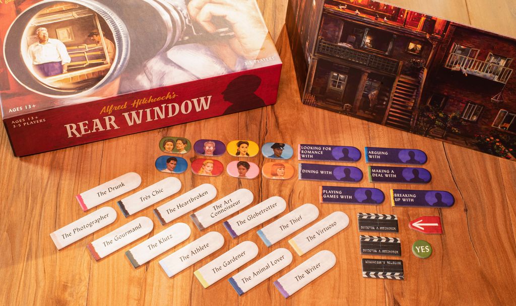 Rear Window - Rear Window, Funko Games, 2022 — components (image provided by the publisher) - Credit: W Eric Martin