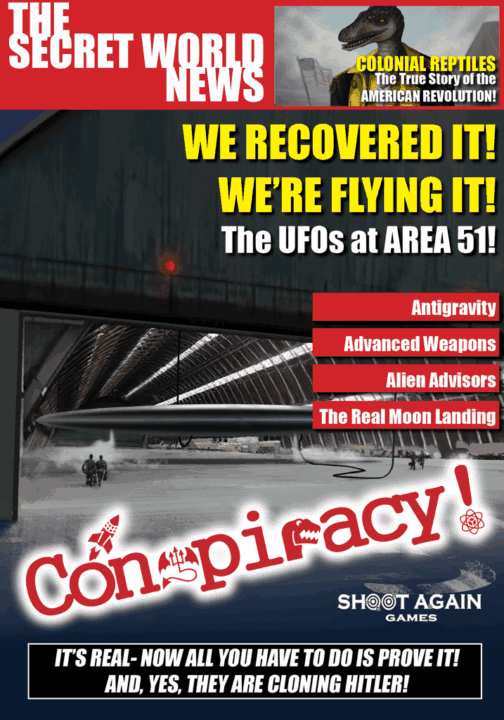 Conspiracy! - Conspiracy!, Shoot Again Games, 2016 — front cover (image provided by the publisher) - Credit: W Eric Martin