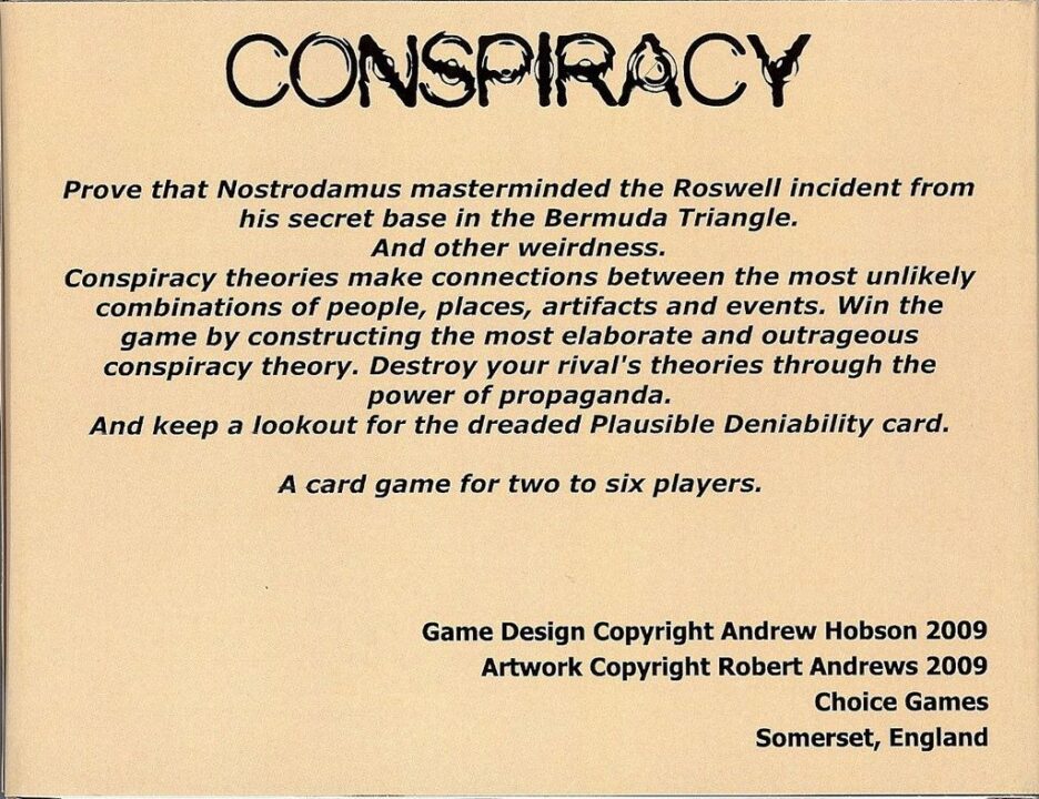 Conspiracy - Box Back - Credit: Audacon