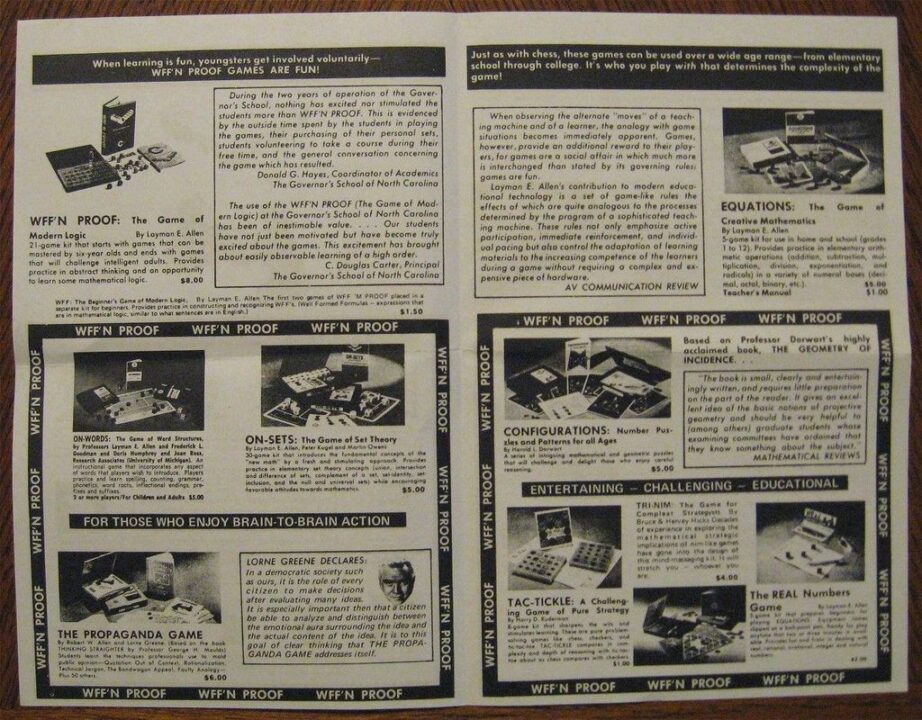 Equations - Catalog insert (1972) - back - Credit: postkarma