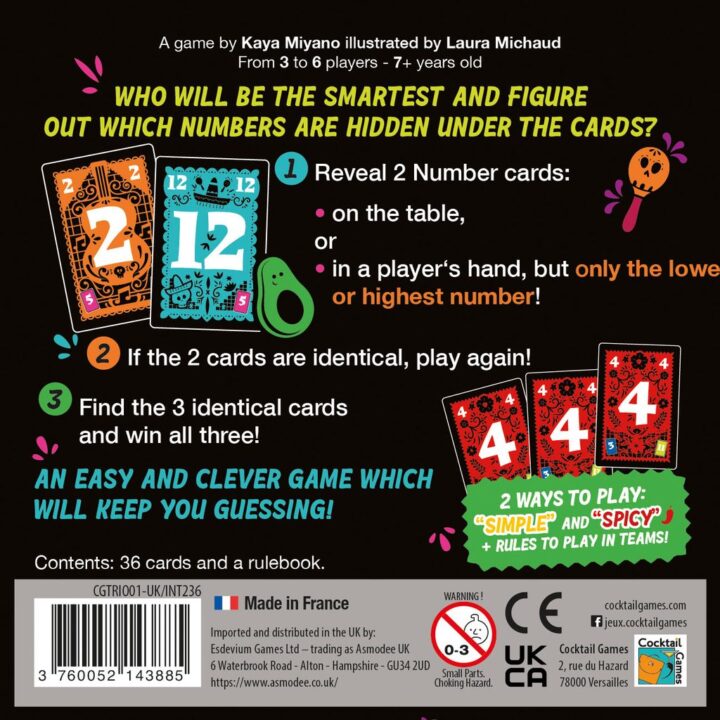 Trio - Trio, Cocktail Games, 2023 — back cover (image provided by the publisher) - Credit: W Eric Martin