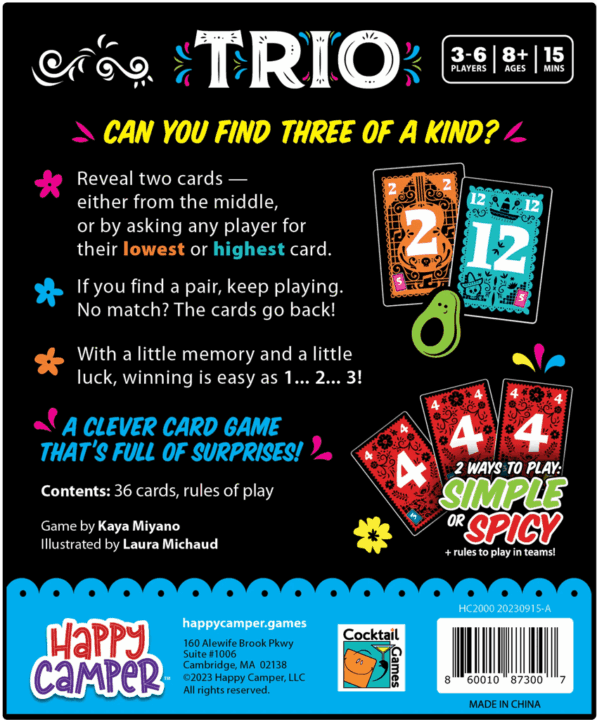 Trio - Trio, Happy Camper, 2023 — back cover (image provided by the publisher) - Credit: W Eric Martin